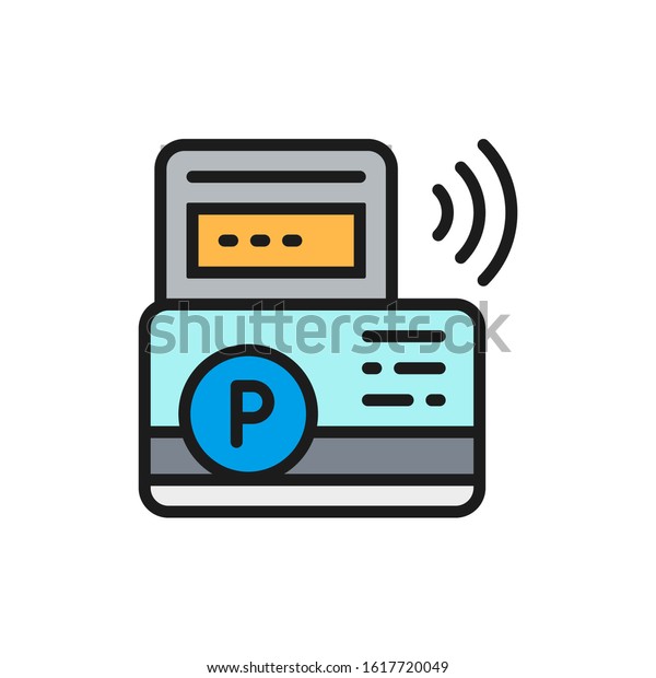 Vector parking payment, parking ticket flat color\
line icon.