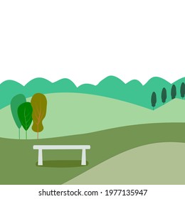 Vector Parks, trees, lawns, tables, relaxing, walkways, exercise. on white background.