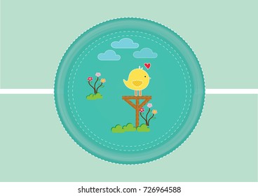 Vector parrot bird and flower in the garden for background card.