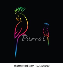 Vector of a parrot design on black background, Wild Animals, Vector illustration. Bird Logo