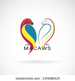 Vector of a parrot design on white background., Bird Icon., Macaws., Wild Animals. Easy editable layered vector illustration.