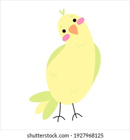 Vector parrot in flat style isolated on white background. Cute bright bird.