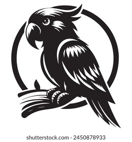 Vector parrot silhouette isolated on white background