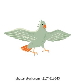 Vector parrot spreading its wings. Cute exotic bird, macaw 