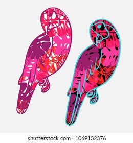 Vector parrots isolated on white background. Can be used for stickers, tatoos.