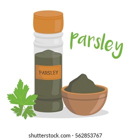 Vector parsley illustration isolated in cartoon style. Herbs and Species Series