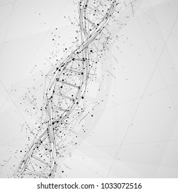vector. part of the human dna. 3d triangular abstract style. in black and white