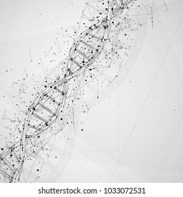 vector. part of the human dna. 3d triangular abstract style. in black and white