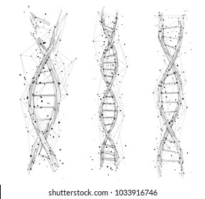 vector. part of the human dna. 3d triangular abstract style. in black and white