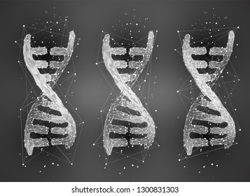 vector. part of the human dna. 3d triangular abstract style. in black and white