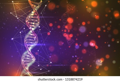 vector. part of the human dna. 3d triangular abstract style.