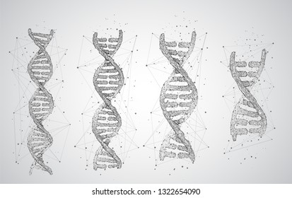 vector. part of the human dna. 3d triangular abstract style.