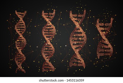 vector. part of the human dna. 3d triangular abstract style.