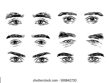 Vector part of the male person s eyes and eyebrows.