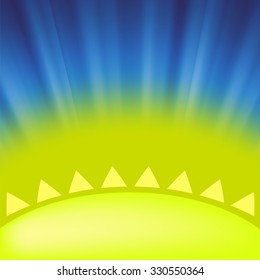Vector Part of Yellow Sun on Blue Sky Background
