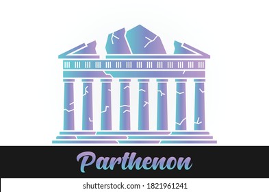 Vector of Parthenon with gradient color for designer.