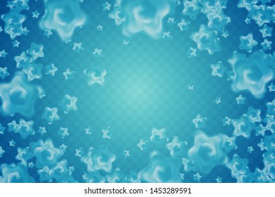 Vector particle abstraction on transparent background, soft stars, holiday template, illusion of depth of field