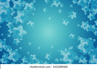 Vector particle abstraction on transparent background, soft stars, holiday template, illusion of depth of field