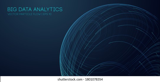 Vector particle big data visualisation of matrix. 3d rendering of cyberspace and visual energy. Computer structure analysis. Internet network and science, technology background vector.