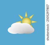 vector partly cloudy weather icon on sky blue background