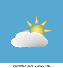 vector partly cloudy weather icon on sky blue background