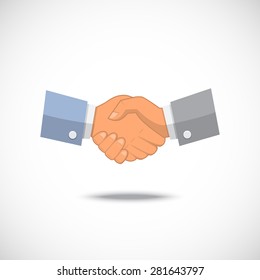 Vector Partnership,Businessman handshake icon in flat or old style with shadow over white