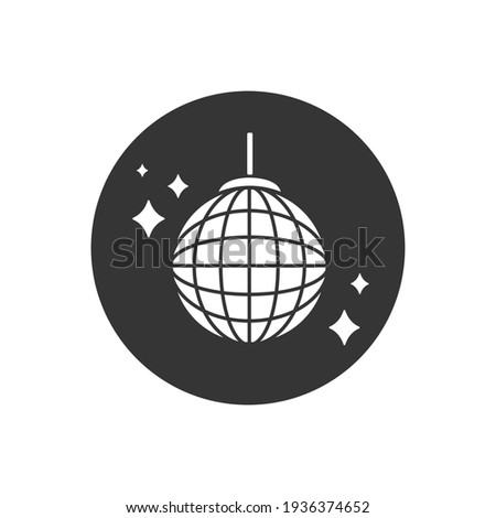 Vector party ball white icon in flat sign