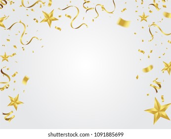 Vector party balloons illustration. Confetti and ribbons flag ribbons, Celebration background template