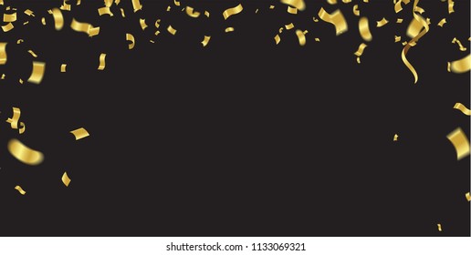 Vector party balloons illustration. Confetti and ribbons flag Celebration background template typography for greeting card, festive poster etc. 