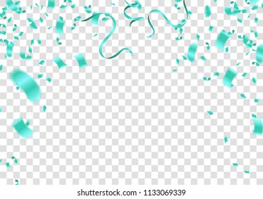 Vector party balloons illustration. Confetti and ribbons flag Celebration background template typography for greeting card, festive poster etc. 