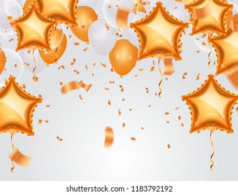 Vector party balloons illustration. Confetti  Greeting card design template confetti. Celebrate brochure or flyer .Happy New Year