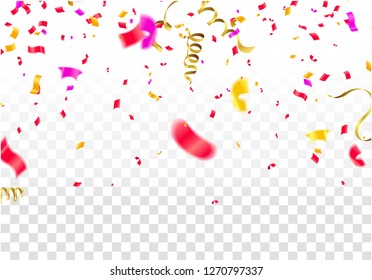 Vector party balloons illustration. Confetti and ribbons greeting background. celebration Vector 