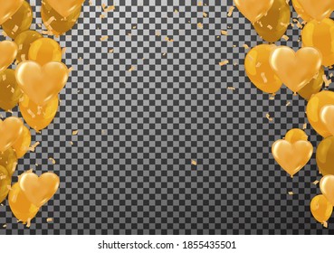 Vector party balloons illustration. Confetti and ribbons flag ribbons, Celebration background template