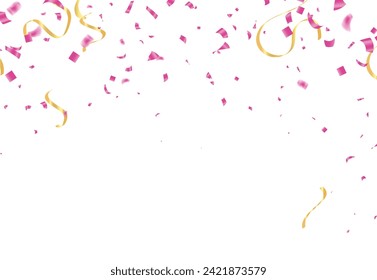 Ilustración de globos del partido vectorial. Cintas de la bandera de las confetti y de las cintas, plantilla de fondo de la celebración, Caída del Confetti de lujo de arriba a abajo. Pasos de diseño cuadrado de postales.10