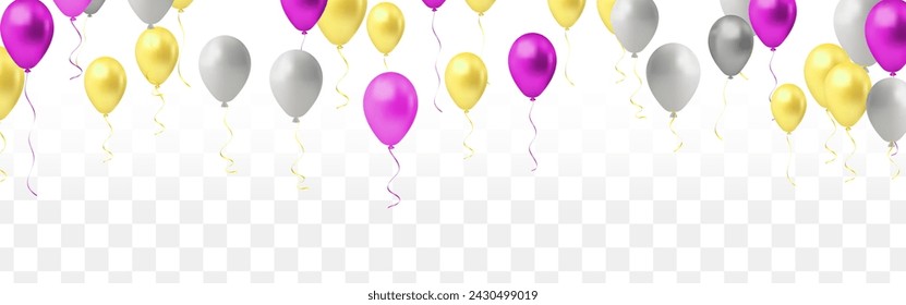 Vector party balloons illustration. Confetti and ribbons flag ribbons, Celebration background template, Luxurious Confetti Fall From Top To Bottom. Postcard Square Design eps.10