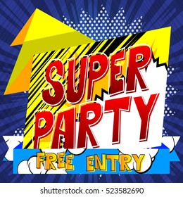 Vector Party banner with comic book theme.