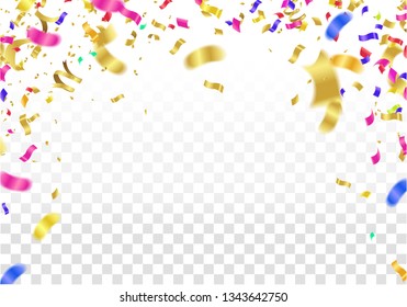 Vector party, celebration for anniversary border with colorful hanging garlands, streamers and balloons ballons,  celebrate background