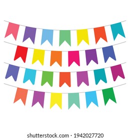 Vector party celebration garlands and flags decoration card background template. Vector illustration