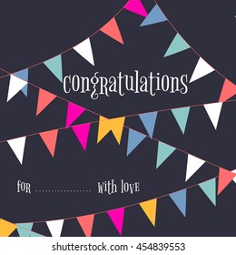 Vector party celebration garlands and flags decoration card background template