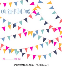 Vector party celebration garlands and flags decoration card background template