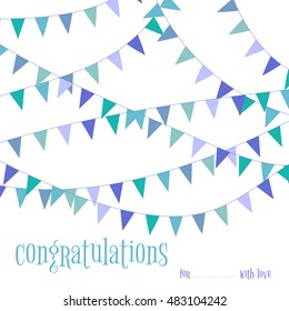 Vector party celebration garlands and flags decoration card background template