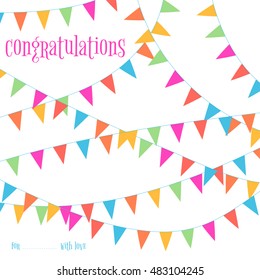 Vector party celebration garlands and flags decoration card background template