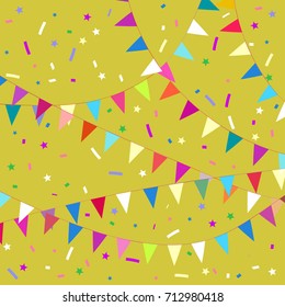 Vector party celebration garlands and flags decoration card background template