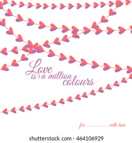 Vector party celebration garlands and hearts decoration card background