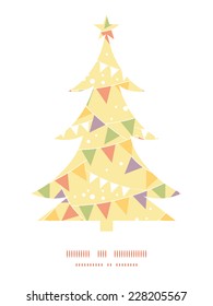 Vector party decorations bunting Christmas tree silhouette pattern frame card template