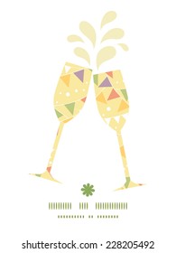 Vector party decorations bunting toasting wine glasses silhouettes pattern frame