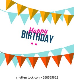 Vector party flags illustration. Multicolored bright buntings garlands for event or happy berthday.