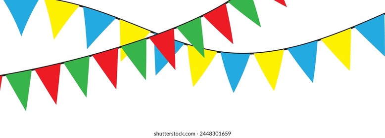 Vector party flags in pastel palette. isolated on white background