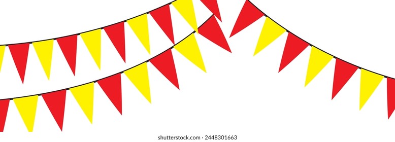 Vector party flags in pastel palette. isolated on white background