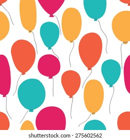 Vector party flat balloons pattern. Great for Birthday, wedding, anniversary, jubilee, rewarding and winning design. Seamless backgrounds.